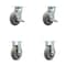 Service Caster 6 Inch Thermoplastic Rubber Caster Set with Roller Bearings 2 Brakes 2 Rigid SCC SCC-30CS620-TPRRD-TLB-2-R620-2 - alternate 1